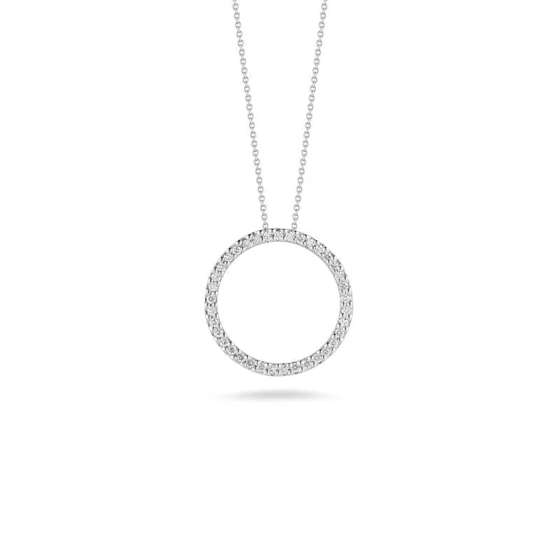 Simple silver necklaces for men -Medium Diamond Open Circle Pendant