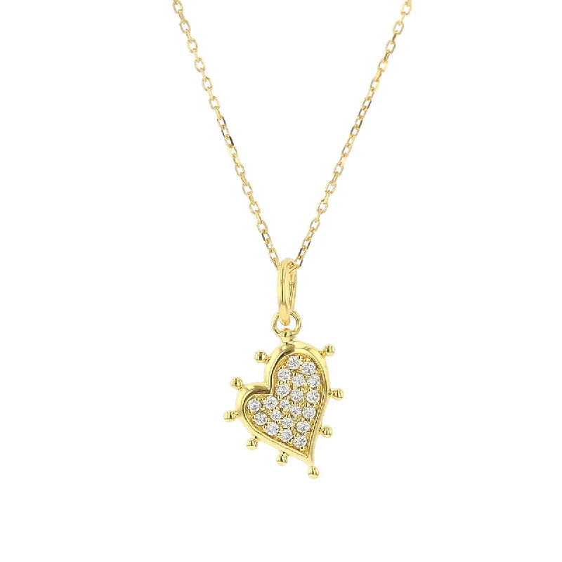 Fashionable necklaces for office outfits -Diamond Heart Necklace