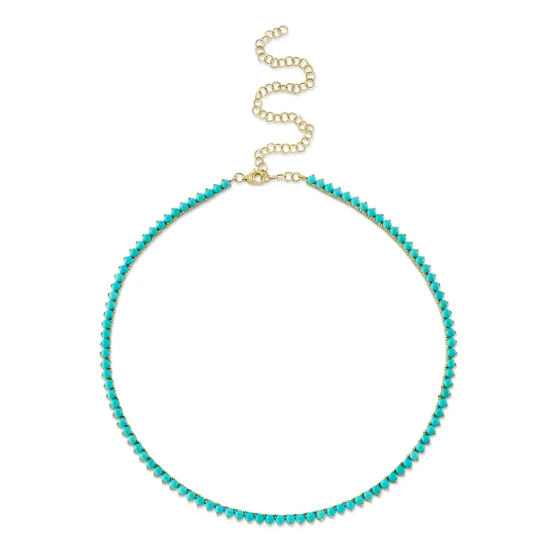 Best necklaces for party outfits -Composite Turquoise Tennis Necklace