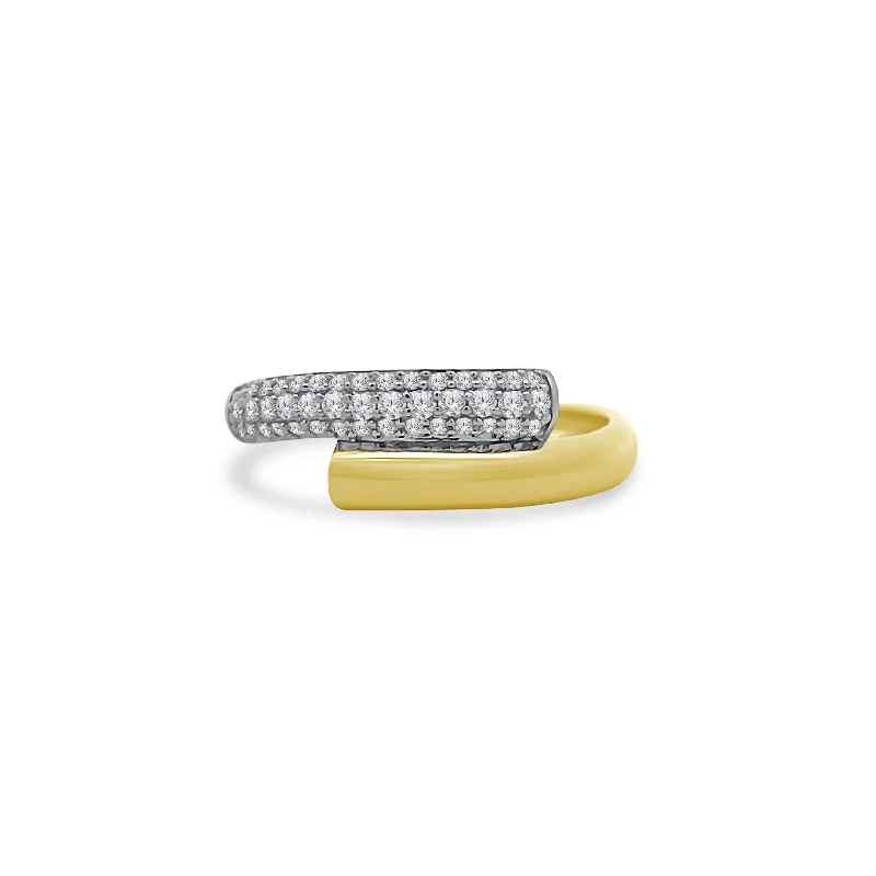 Stackable gemstone rings for trendy looks -Diamond Bypass Ring