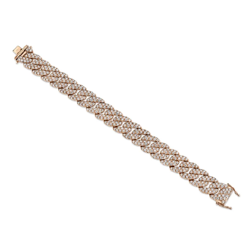 Elegant bangle bracelets with intricate patterns -14K Rose Gold Diamond Pave Chain Bracelet