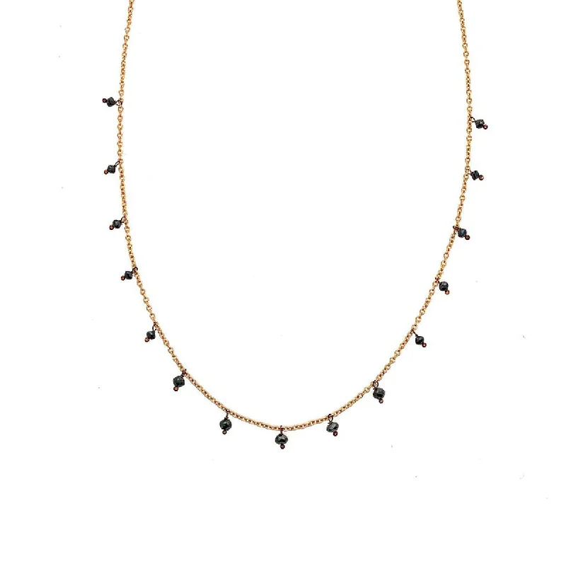 Necklaces for vintage lovers -The Adeline Black Diamond Necklace in Rose Gold