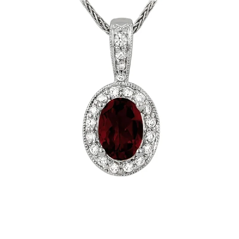 Personalized necklaces with name and birthstone -Garnet and Diamond Pendant