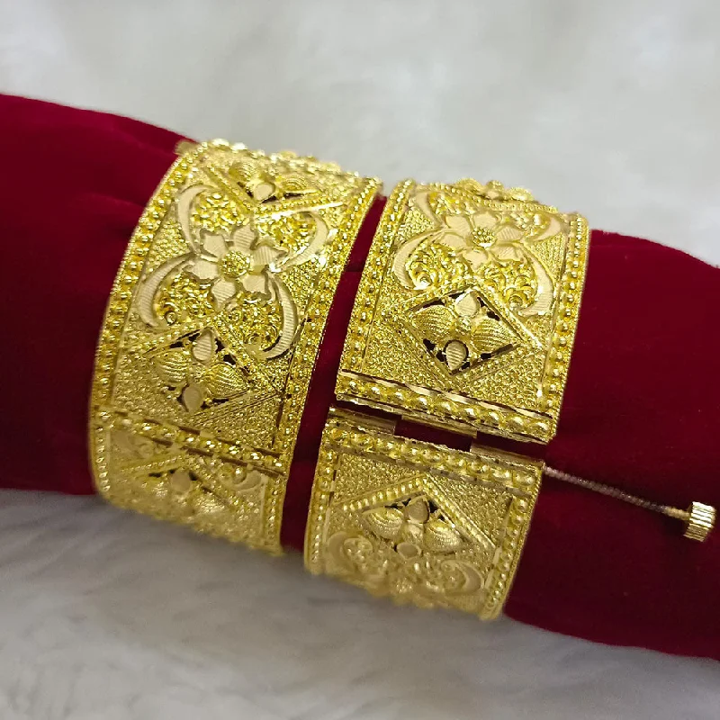 Trendy bangles with gemstone accents -Pari Art Jewellery Forming Openable Bangles Set