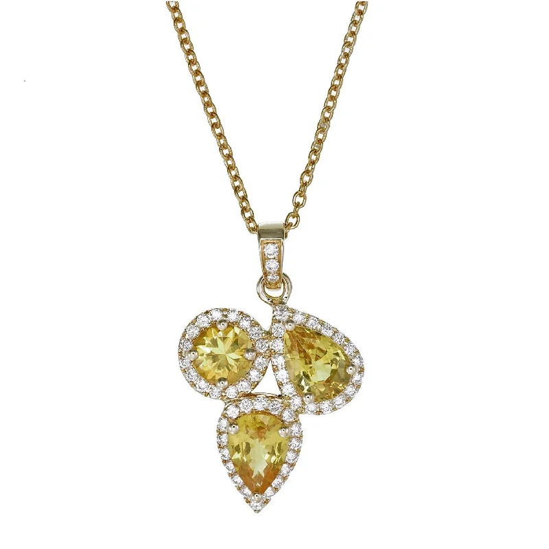 Elegant vintage necklaces for brides -Yellow Sapphire and Diamond Necklace