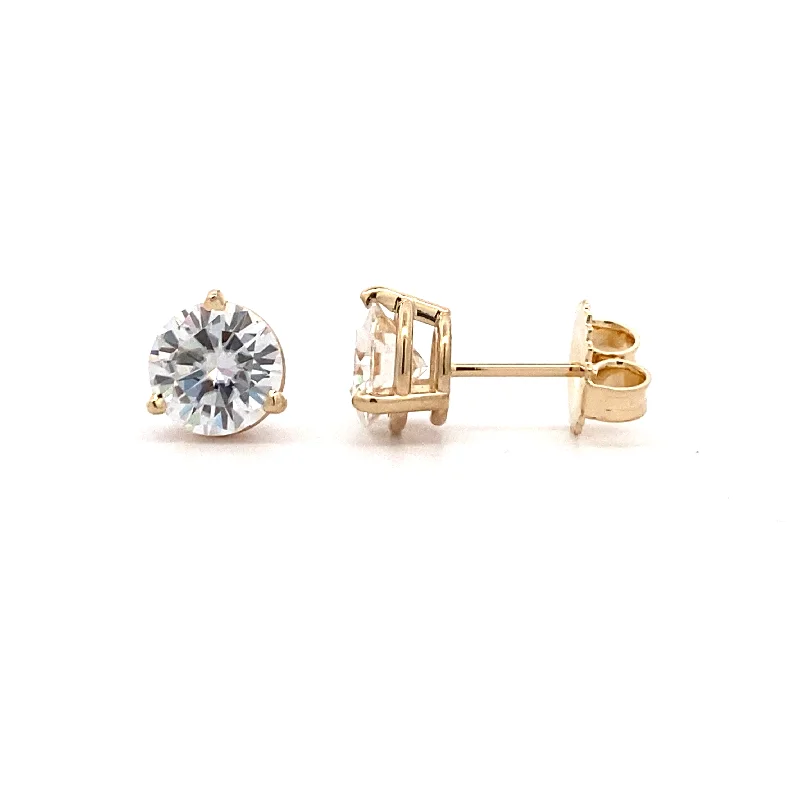 Custom made earrings-Moissanite  Stud Earrings in Yellow Gold by B&C