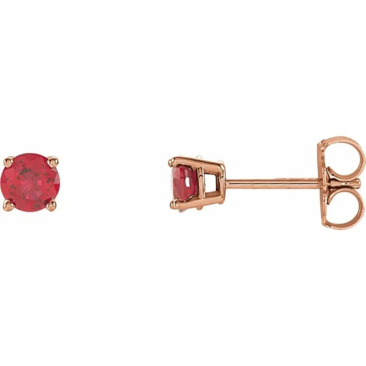 Chunky gold earrings-14K Rose 4 mm Lab-Grown Ruby Stud Earrings