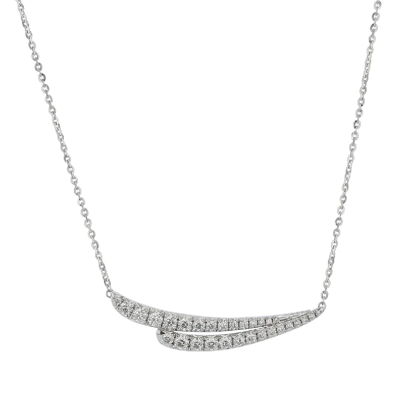 Chic necklaces with minimalist designs -Vela 0.45-0.55Ct Diamond French Cut Pave Necklace in 18k White Gold, 18in