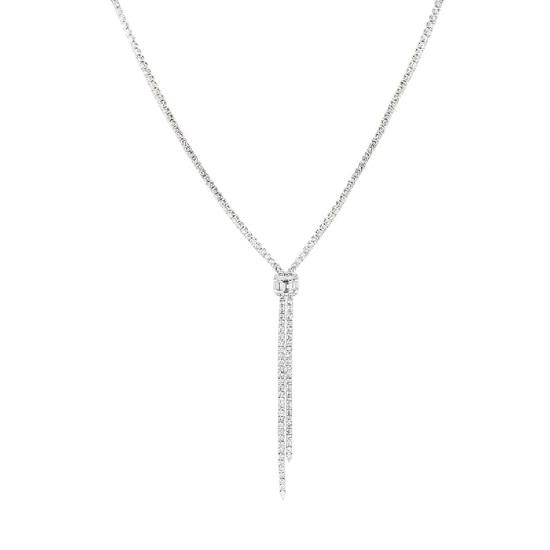 Long pendant necklaces for casual style -Diamond Lariat Necklace