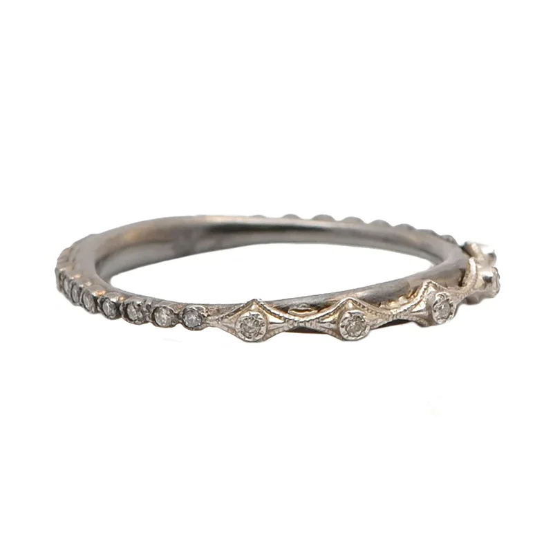 Rings with vintage floral designs -Cravelli Stack Band