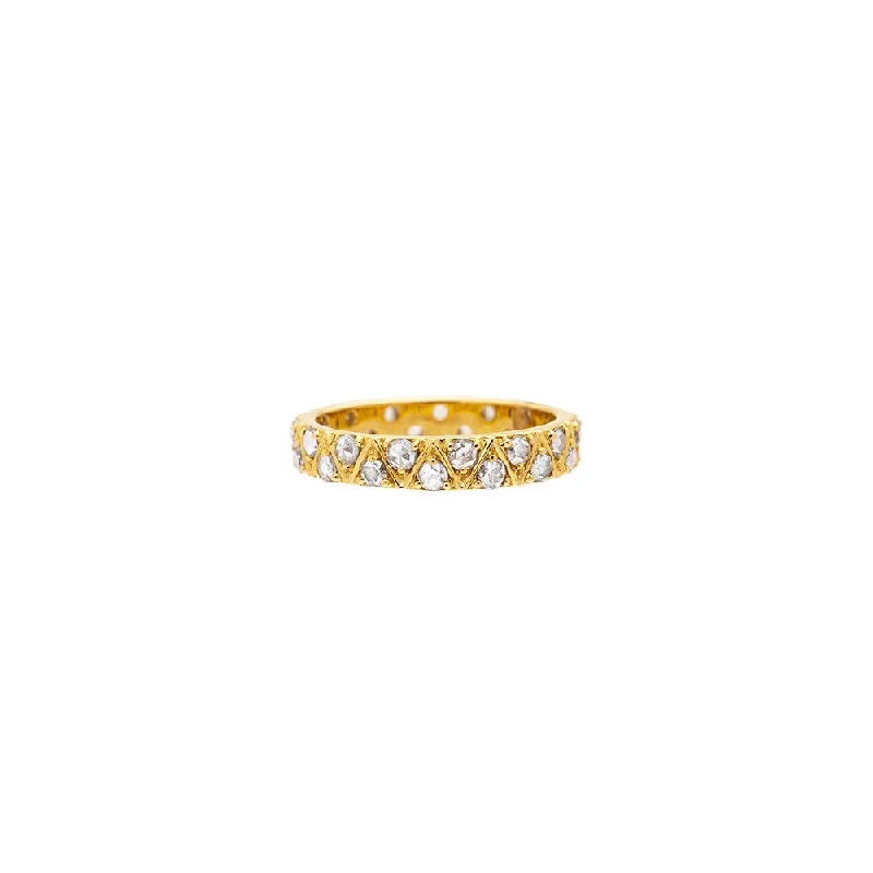 Sterling silver rings for everyday wear -18 Karat Yellow Gold Stella Rose Cut Diamond Band