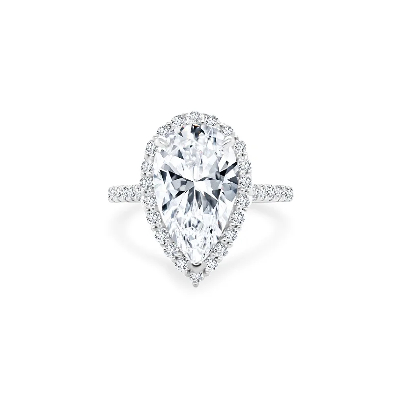 Custom engagement rings with vintage style -Pear Cut Solitaire with Halo