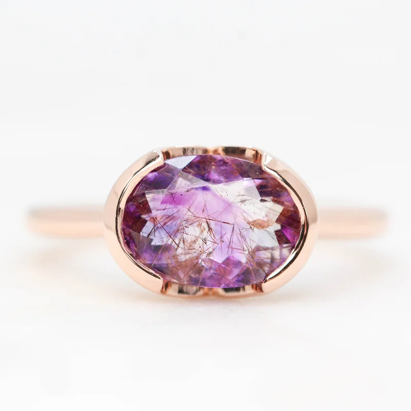 Gold signet rings for men -Verbena Ring with a 1.80 Carat Purple Melody Quartz in 14k Rose Gold - Ready to Size and Ship