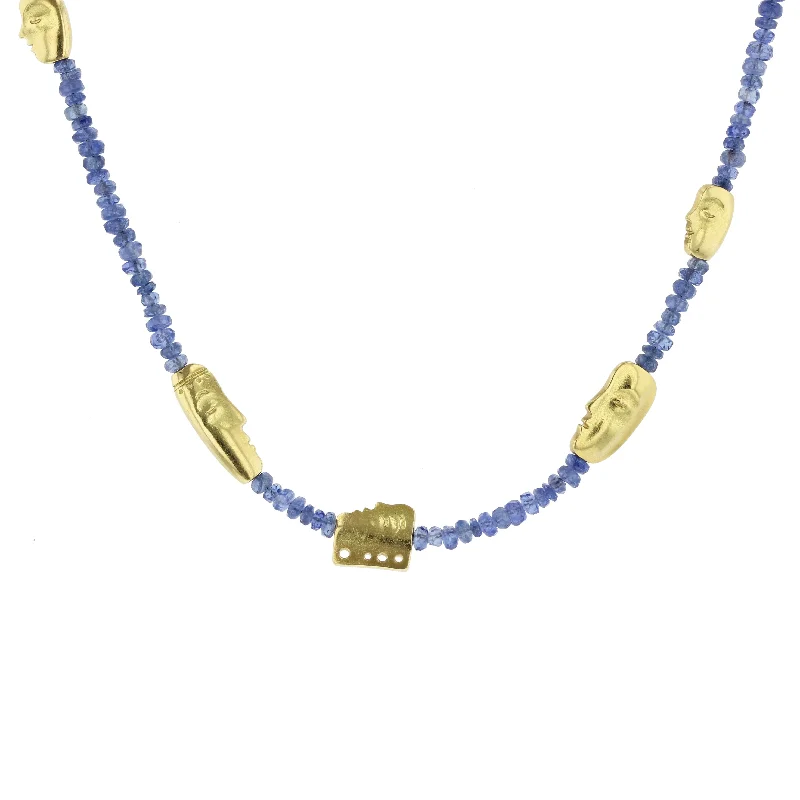 Simple chain necklaces for layering -The Big Sleep Sapphire Bead Station Necklace