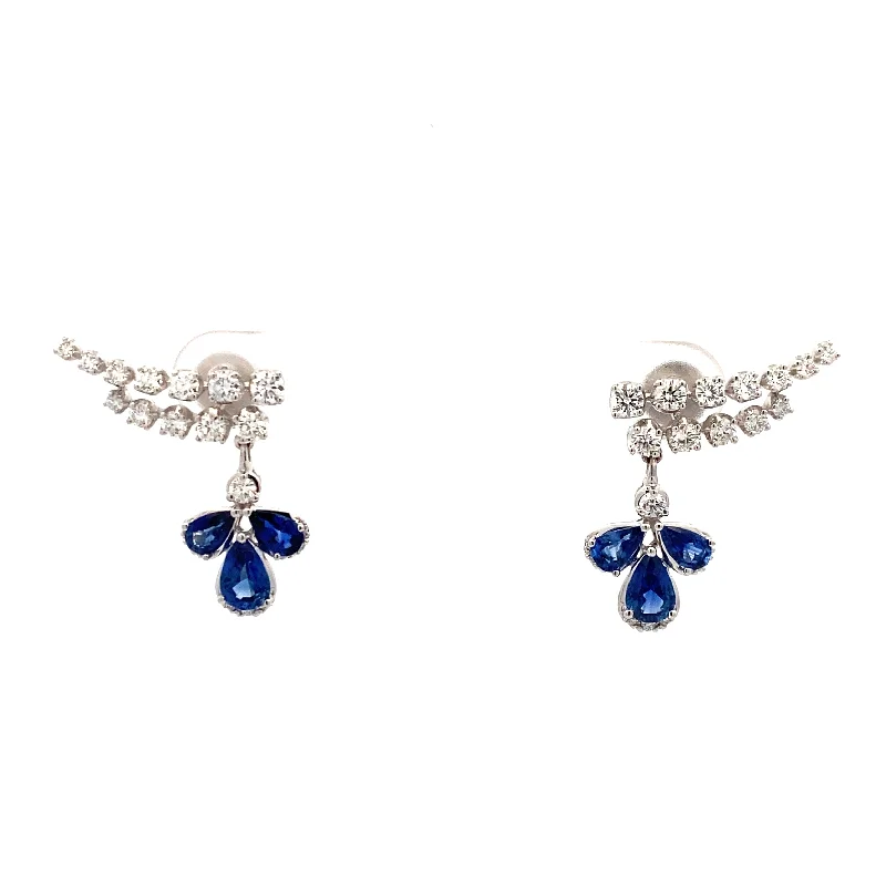 Drop earrings with pearls-Sapphire and Diamond Earrings in White Gold by Simon G