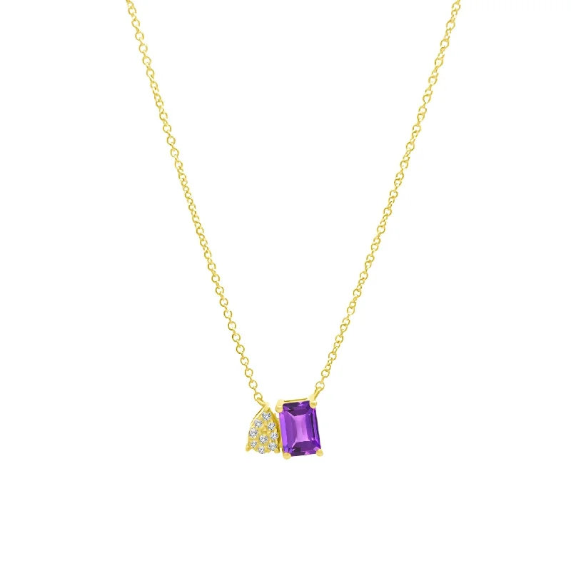 Colorful gemstone necklaces for vibrant style -Diamond & Gemstone Toi Et Moi Necklace