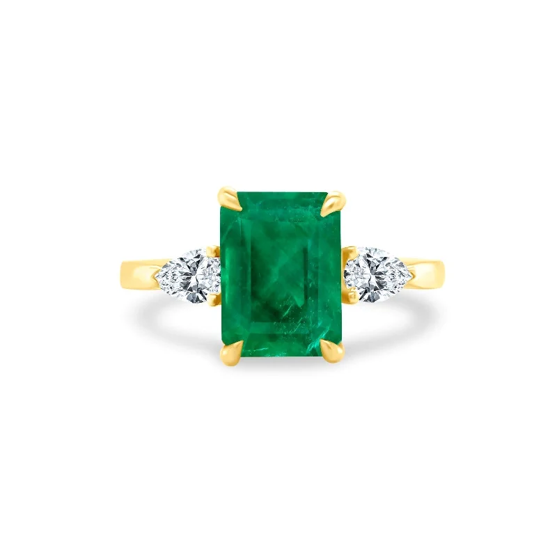 Vintage gold rings for women -LLJ Signature Emerald Ring