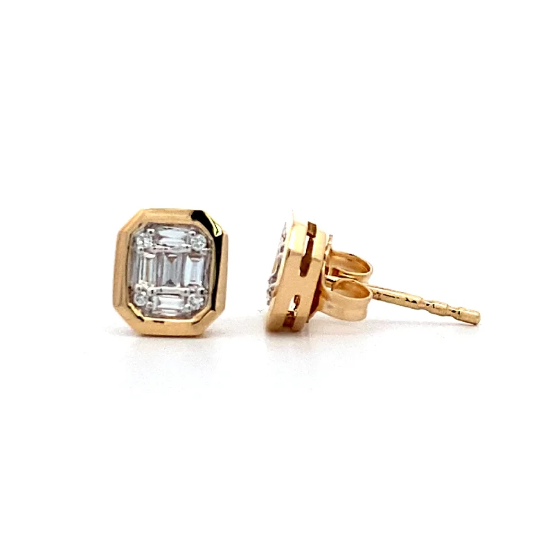 Gold earrings with diamonds-Mosaic Stud Earrings in Yellow Gold by Allison Kaufman