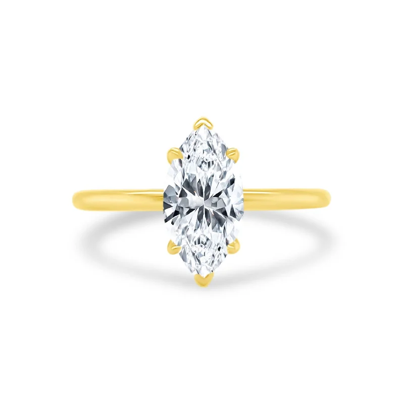 Large statement rings for fashion-forward women -Marquise Cut Solitaire