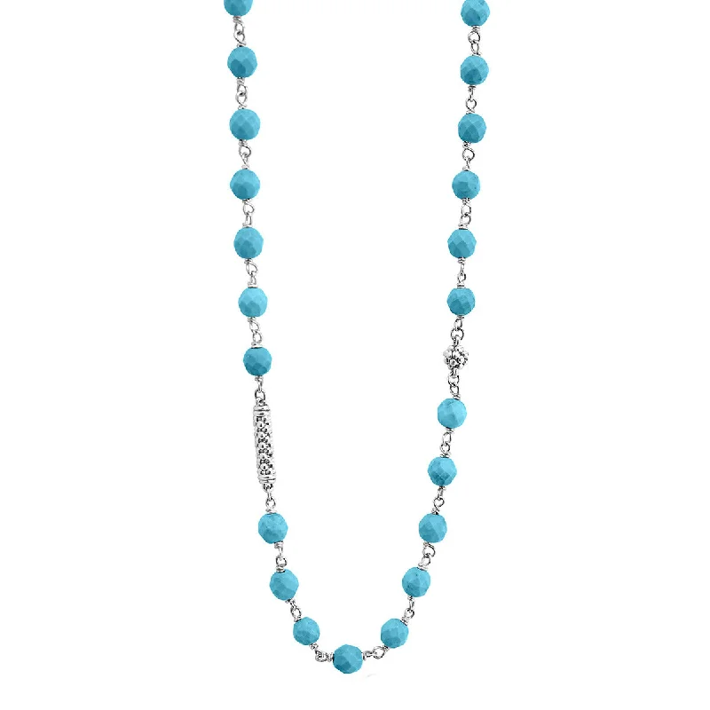 Multi-strand necklaces for fashion-forward women -Turquoise Pigtail Link Necklace with Stations