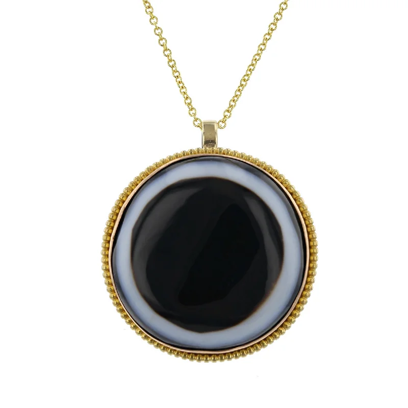 Sparkling diamond necklaces for special occasions -Victorian 14K Rose Gold Agate Pendant Necklace