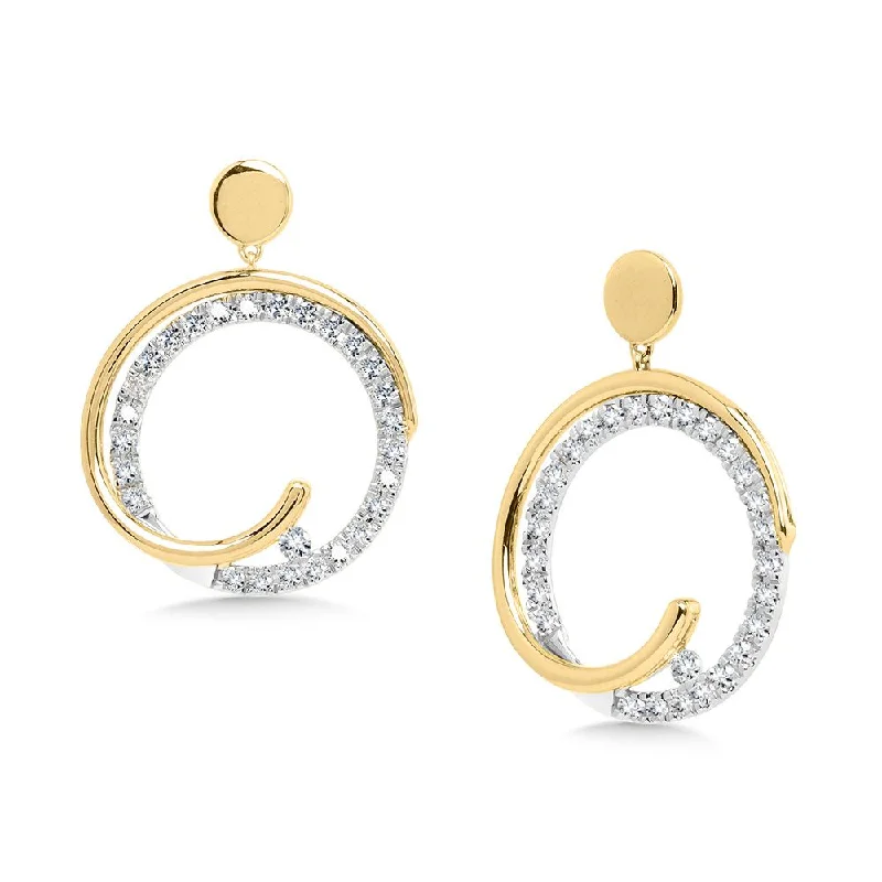 Sapphire earrings-Diamond Circle Earrings in Two-Tone Gold