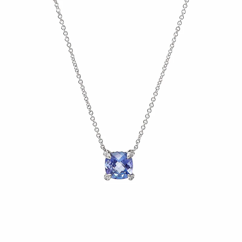 Gold necklaces for anniversary gifts -Châtelaine Pendant in Tanzanite with Diamond Accents