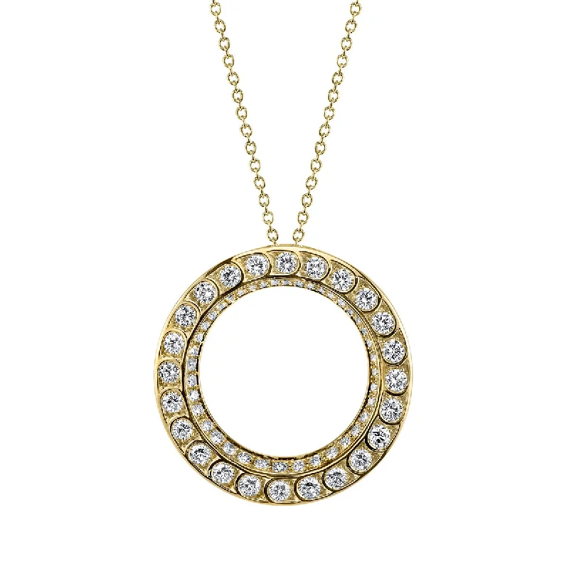 Fashionable statement necklaces for events -Scallop Pave Diamond Medium Circle Necklace