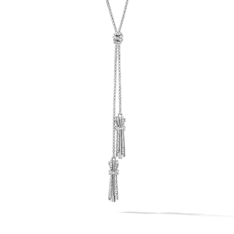 Necklaces for men with rustic designs -Angelika Tassel Necklace in Sterling Silver with Pave Diamonds