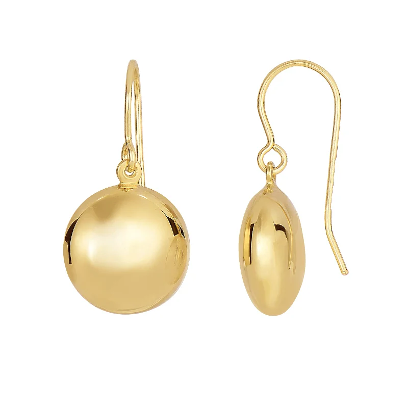 Chunky gold earrings-14K Gold Polished Round Drop Earring