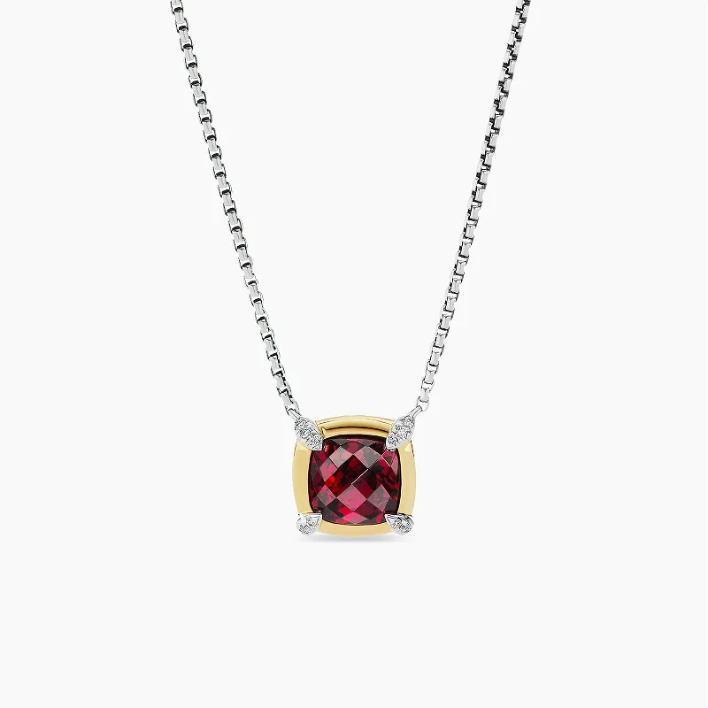 Personalized necklaces with inspirational quotes -Petite Châtelaine Pendant with Garnet and Diamonds