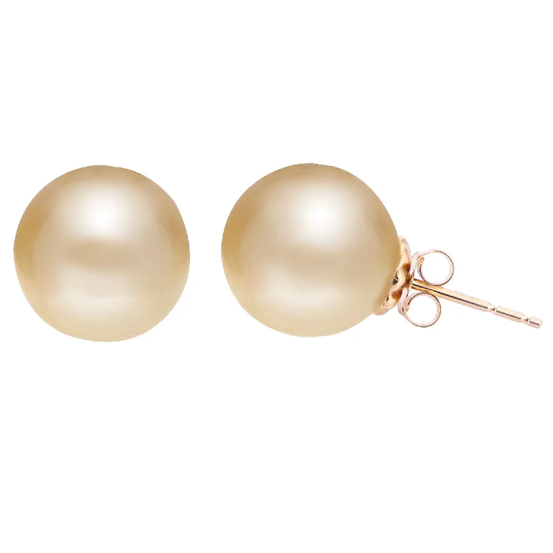 Men’s diamond earrings-14KT Yellow Gold Golden South Sea Pearl Earring