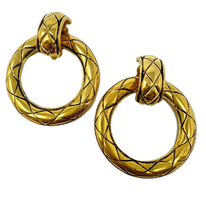 Custom earrings-Chanel Vintage Quilted Hoop Earrings