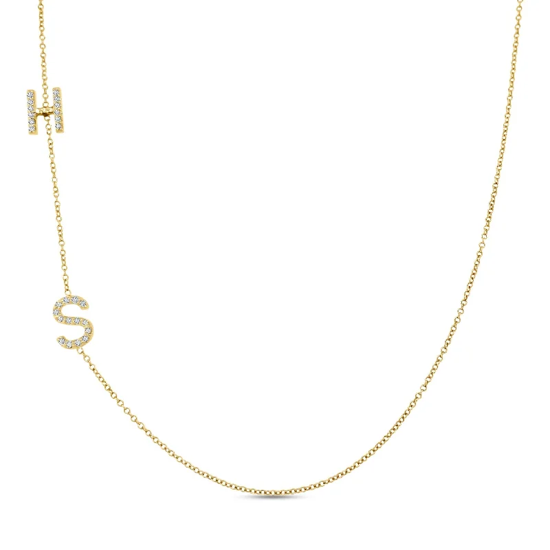 Gold necklaces for anniversary gifts -Diamond Asymmetrical Initial Necklace