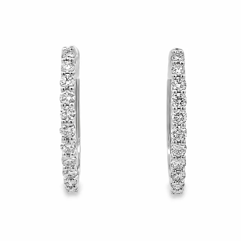 Chandelier earrings-1 CTW Diamond Hoop Earrings in White Gold