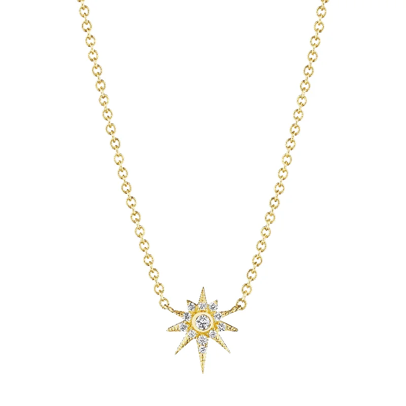 Personalized jewelry with name and date -18k Yellow Gold Diamond Star Pendant