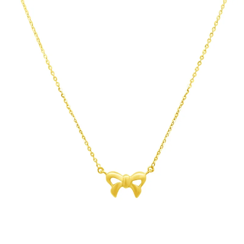 Beautiful pendant necklaces for women -Gold Bow Necklace