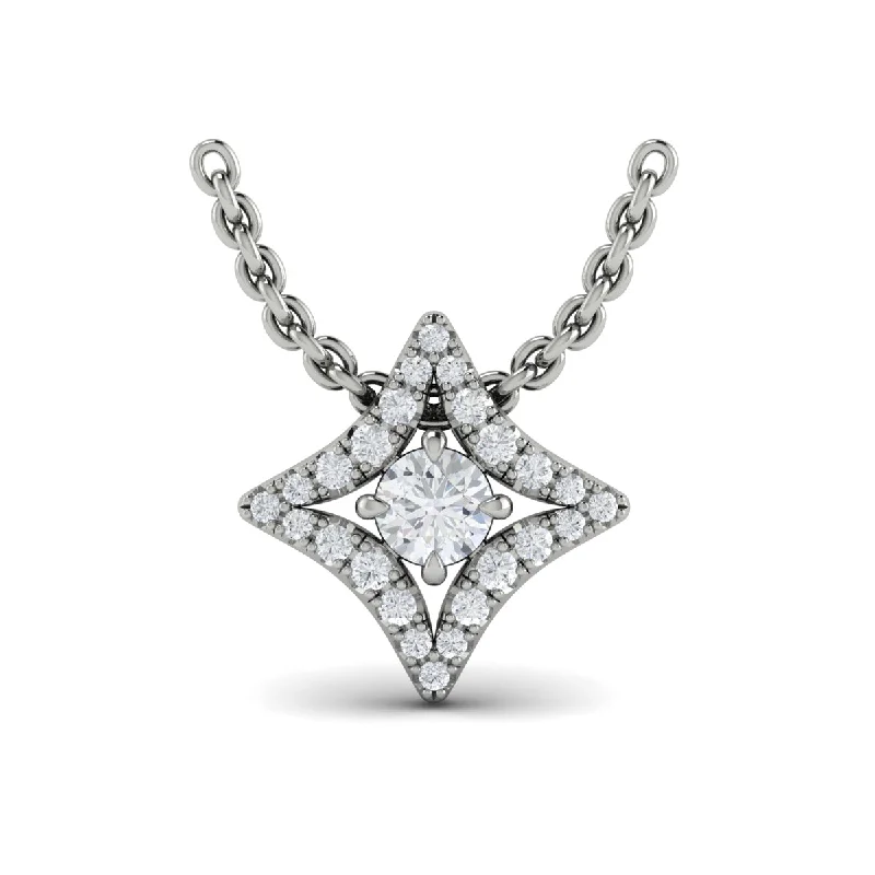 Luxury gold-plated necklaces for fashion lovers -Vlora Estrella 14k White Gold and Diamond Necklace VP60210