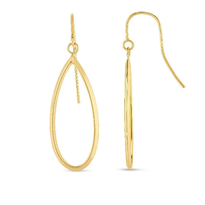 Women’s hoop earrings-14K Gold Graduated Open Oval Dangle Earring