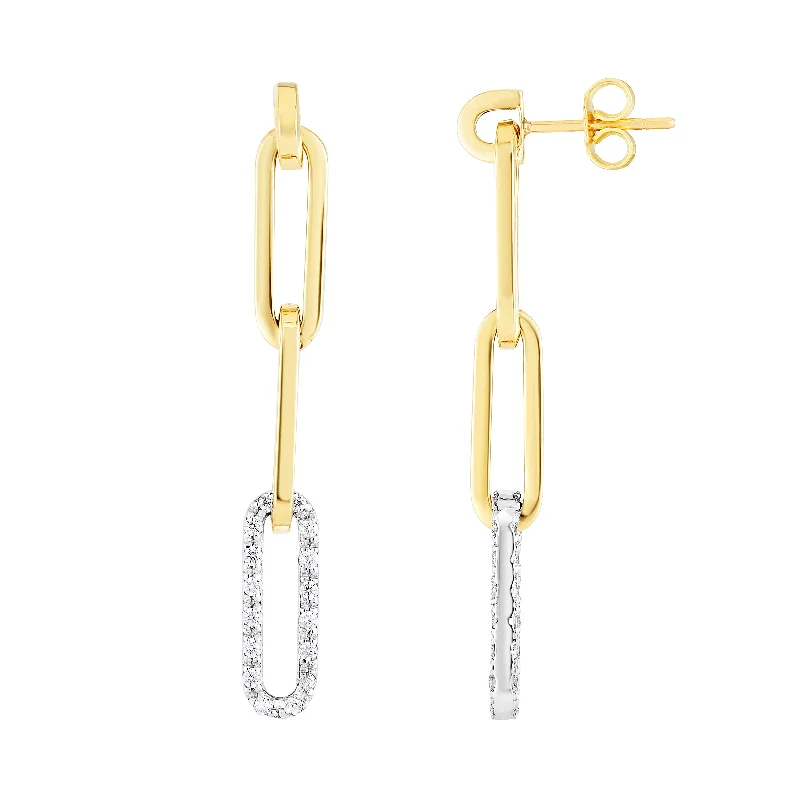 Vintage diamond drop earrings-14K Diamond Paperclip Earrings