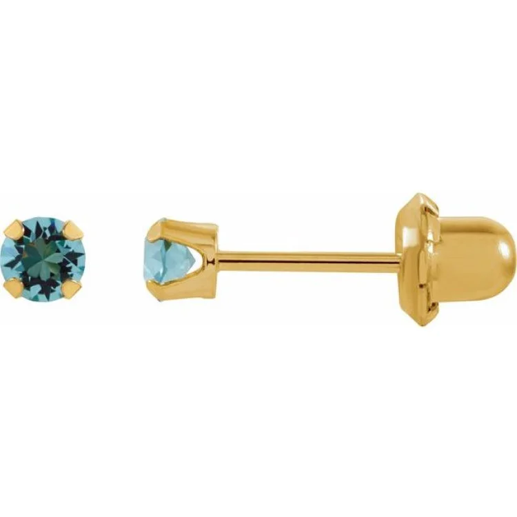 Elegant gemstone earrings-14K Yellow Imitation Aquamarine Inverness® Piercing Earrings