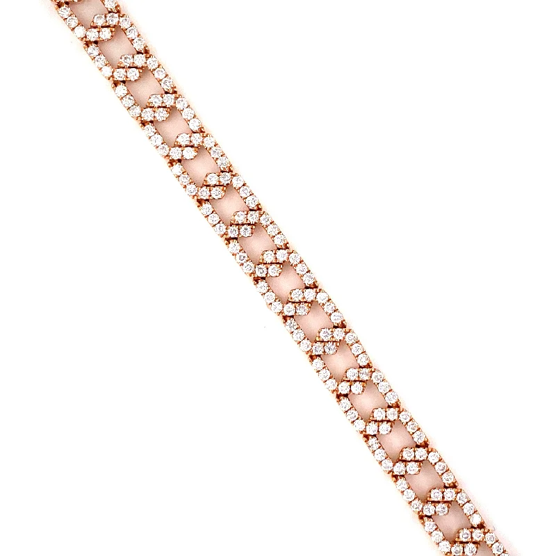 Elegant rose gold bracelets for stylish outfits -18K Rose Gold Diamond Fancy Link Bracelet