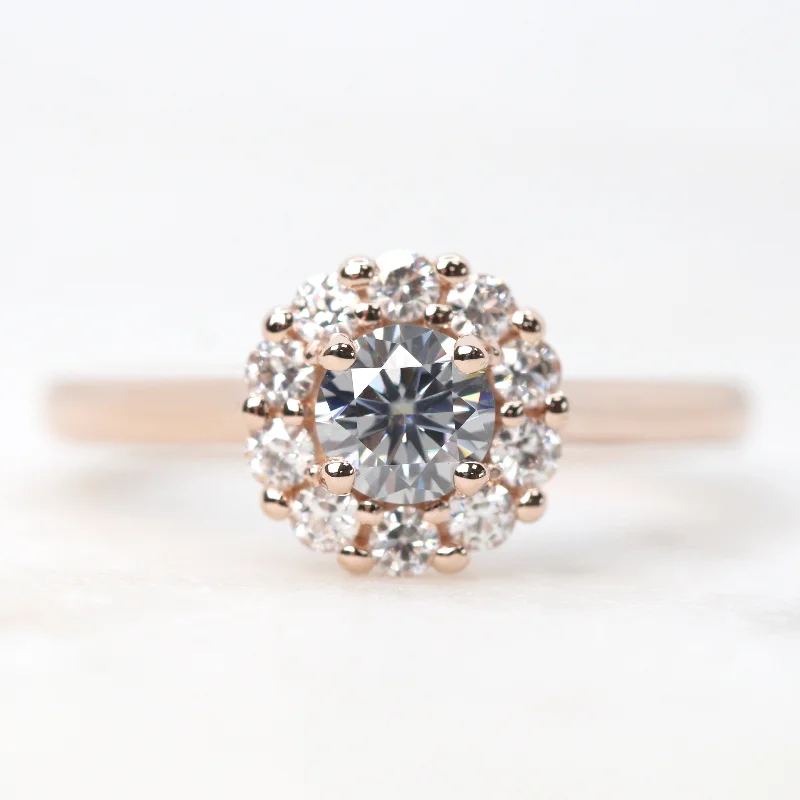 Custom engagement rings with vintage style -Magnolia Ring with a 0.50 Carat Round Gray Moissanite and Round Accent Moissanites - Made to Order