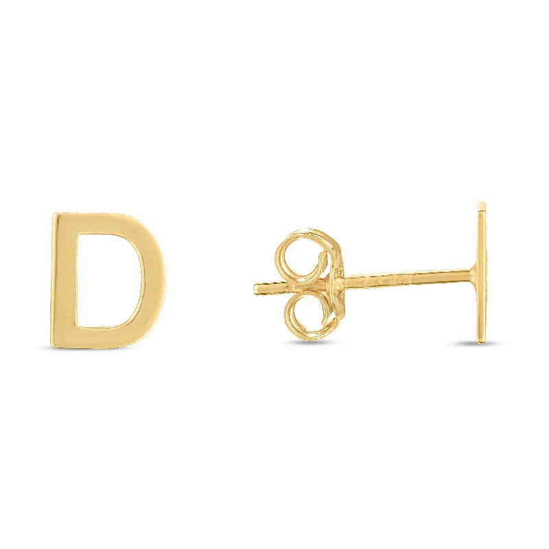 Small earrings-14K Gold Initial D Stud Earring