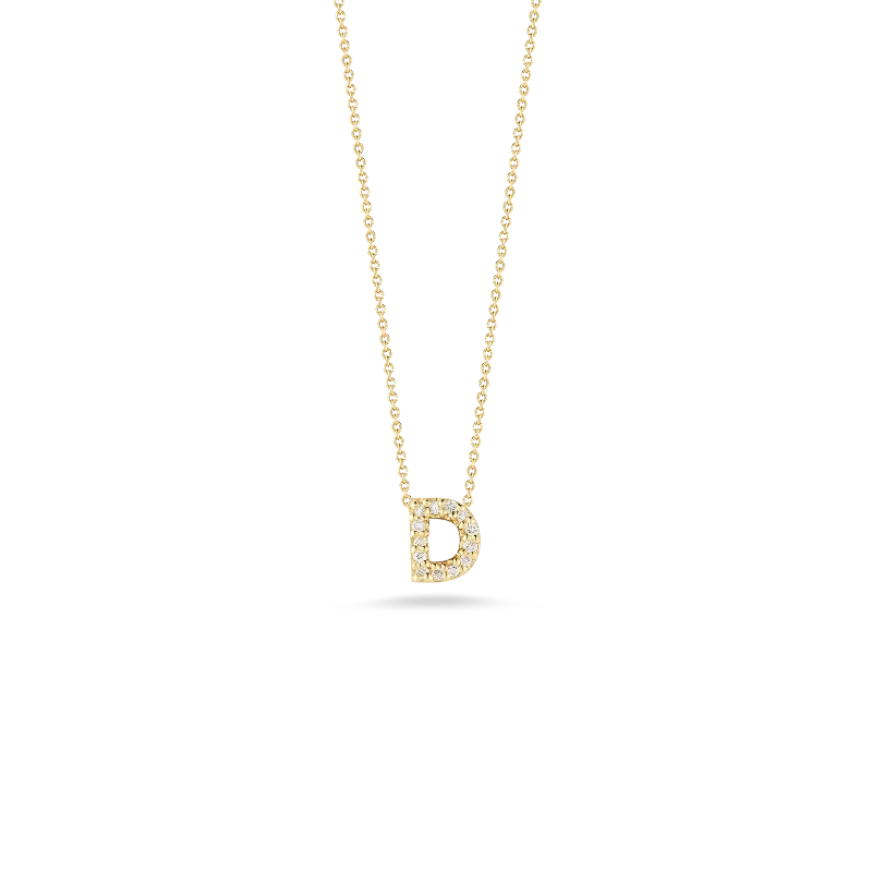 Birthstone necklaces for friends -18K Diamond Love Letter Necklace "D"