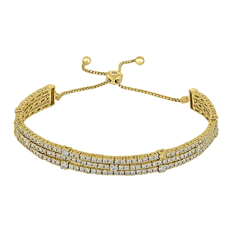 Sleek metal bracelets for modern fashion -14K Yellow Gold Diamond Bolo Bracelet