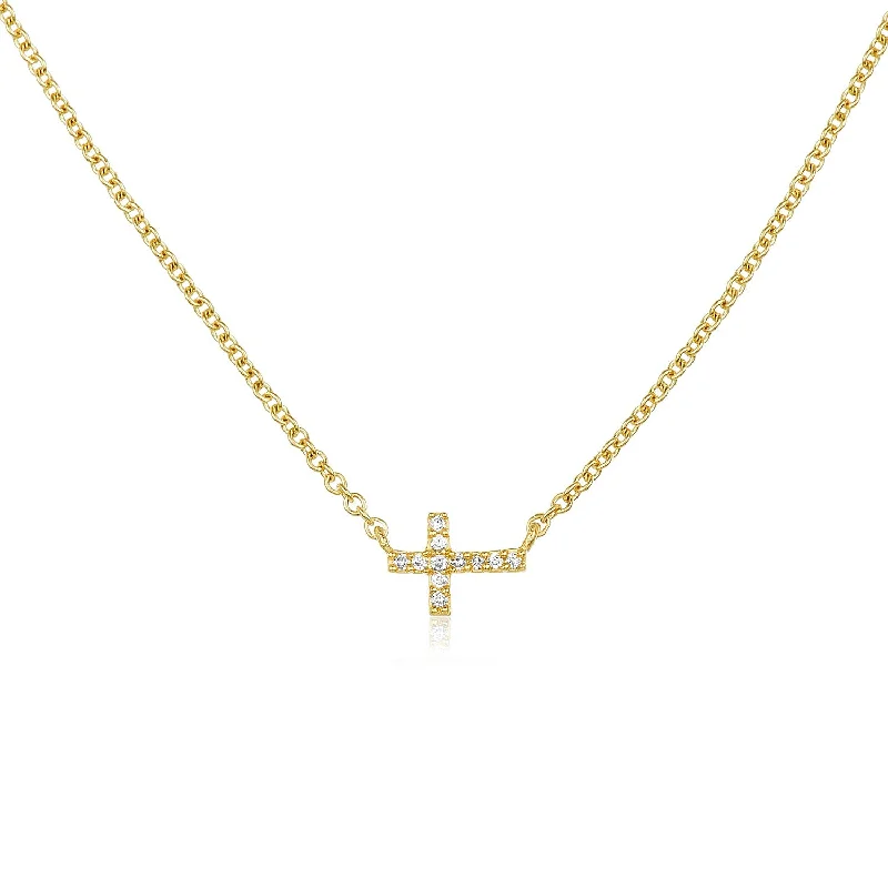 Layered chain necklaces for trendy looks -Petite Diamond Cross Necklace