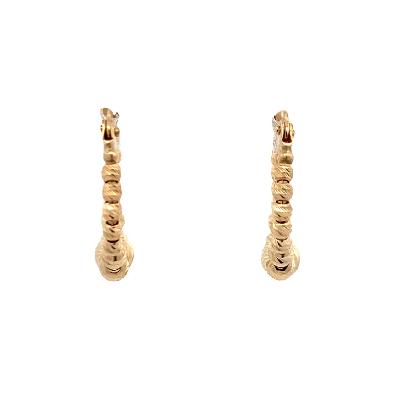 Birthday earrings-Graduated D/C Beads Earrings in Yellow Gold