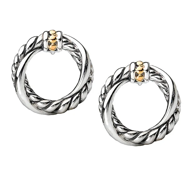 Gold hoop earrings-Ladies Fashion Two-Tone Pendant