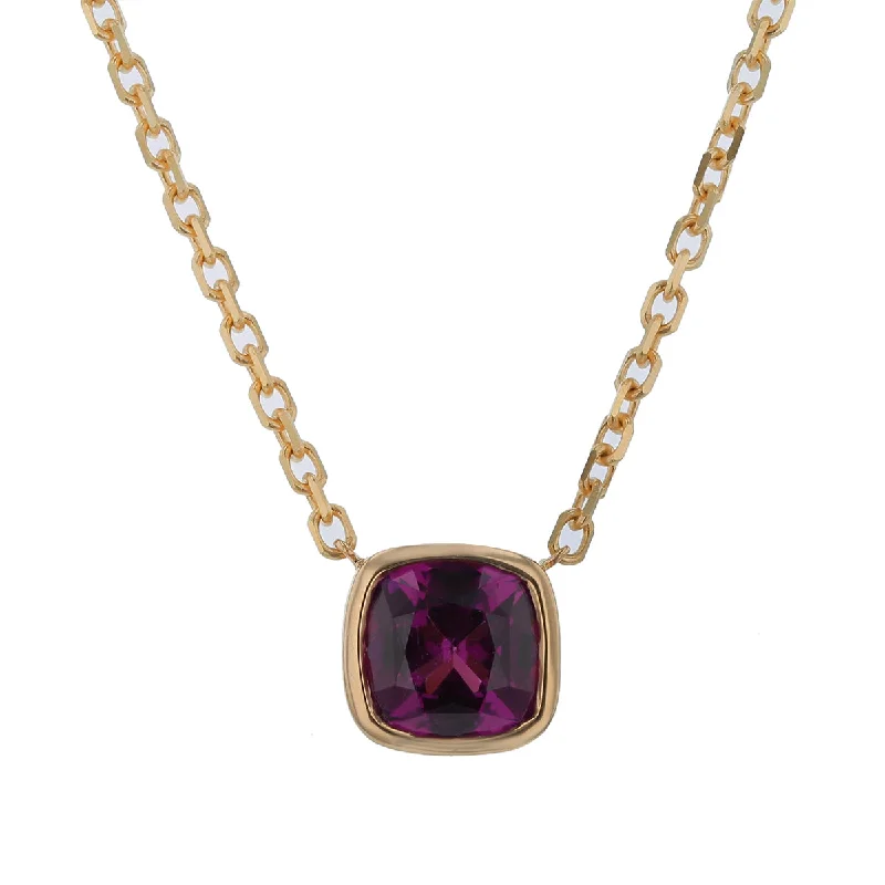 Boho necklaces for free-spirited individuals -5.27Ct Rhodolite Garnet Bezel Necklace in 14k Yellow Gold, 18in